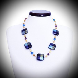Quadrifoglio necklace blue jewel, genuine murano glass of venice