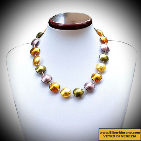 Comete gold and parma necklace jewelry genuine murano glass of venice