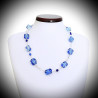 Sasso rigadin collier bleu en veritable verre de murano venise