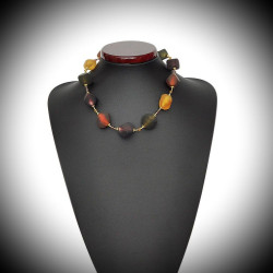Scoglio satin farbe im herbst, halskette, schmuckstück, echte murano-glas aus venedig