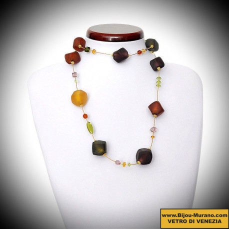 Scoglio satin color fall necklace long jewelry genuine murano glass of venice