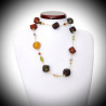 Collier long multicouleur satin bijou en véritable verre de Murano