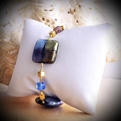 Quadrifoglio blue bracelet genuine murano glass of venice