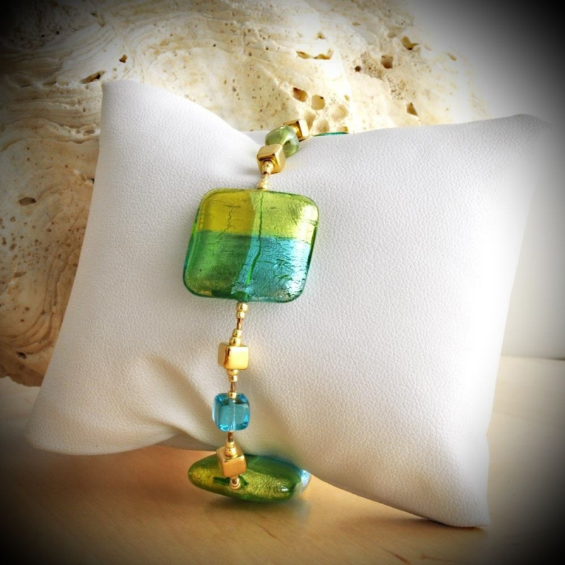 Quadrifoglio vert bracelet en veritable verre de murano de venise Quadrifoglio vert bracelet en veritable verre de murano de venise