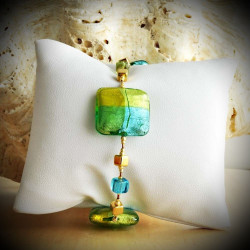 Quadrifoglio vert bracelet en veritable verre de murano de venise