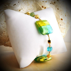 Quadrifoglio vert bracelet en veritable verre de murano de venise
