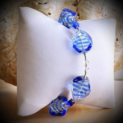 Sasso rigadin bracelet blue genuine murano glass venice