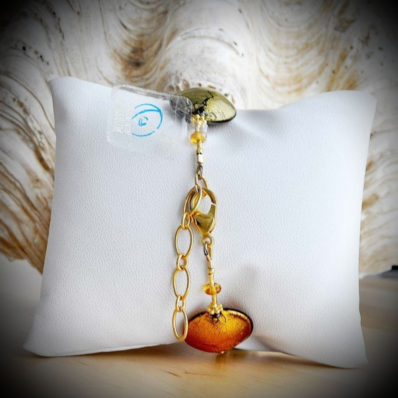 Multicolor Autumn Gold Comet Bracelet in Genuine Murano Glass