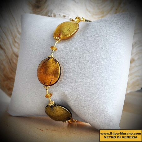 Pastiglia multicolor gold-herbst-armband aus echten murano-glas