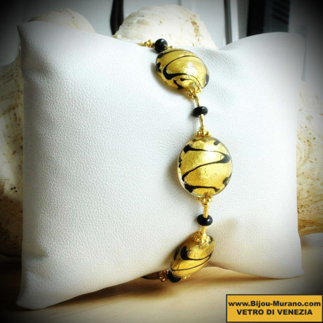 Charly gold bracelet in genuine murano glass from venice
