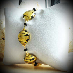 Charly gold bracelet in genuine murano glass from venice