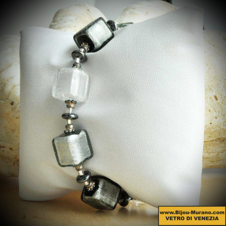 Cubes degrades silver bracelet genuine murano glass of venice