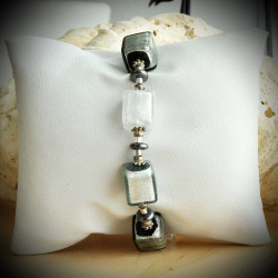 Cubes degrades silver bracelet genuine murano glass of venice