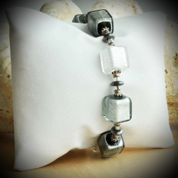 Cubes degrades silver bracelet genuine murano glass of venice