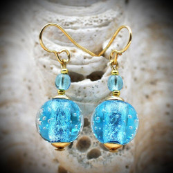 Azure Blue Earrings in Genuine Murano Glass from Venice