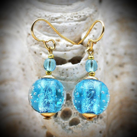 Azure Blue Earrings in Genuine Murano Glass from Venice