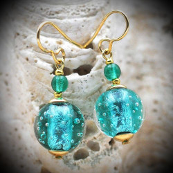 Turquoise Blue Earrings in Genuine Murano Glass from Venice