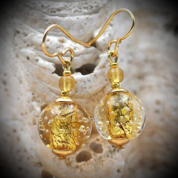 Gold Earrings in Authentic Murano Glass from Venice