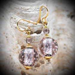 Lilac Earrings in Authentic Murano Glass from Venice