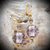 Lilac Earrings in Authentic Murano Glass from Venice