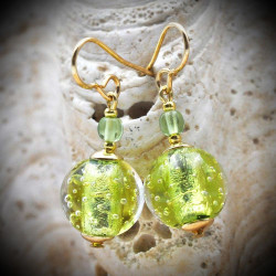 Anise Green Earrings in Genuine Murano Glass from Venice
