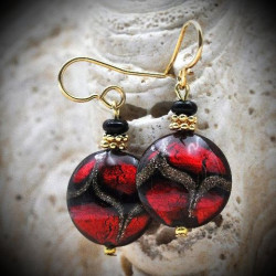 Red Aventurine earrings-red jewel, genuine murano glass of venice