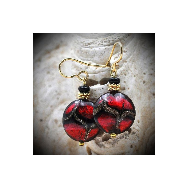 Red Aventurine earrings-red jewel, genuine murano glass of venice Red Aventurine earrings-red jewel, genuine murano glass of venice