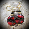 Pastiglia aventurina red - earrings-red jewel, genuine murano glass of venice