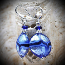 Blue Aventurine Earrings Jewelry in Genuine Murano Glass from Venice