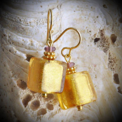 Gold Genuine Murano Glass Earrings from Venice