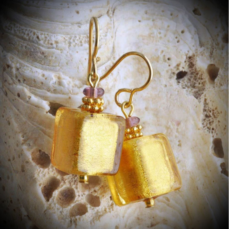 Gold Genuine Murano Glass Earrings from Venice Gold Genuine Murano Glass Earrings from Venice