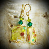 Green Boticelli Earrings in Genuine Murano Glass from Venice