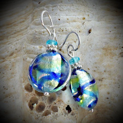 Blue earrings in real glass of murano in venice