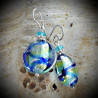 Blue earrings in real glass of murano in venice
