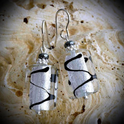 Earrings black and gold genuine murano glass