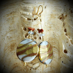 Caramel Periwinkle – Blue and Gold Murano Glass Earrings