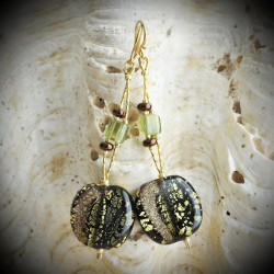 Doppio Filo Gemma – Green Murano Glass Earrings