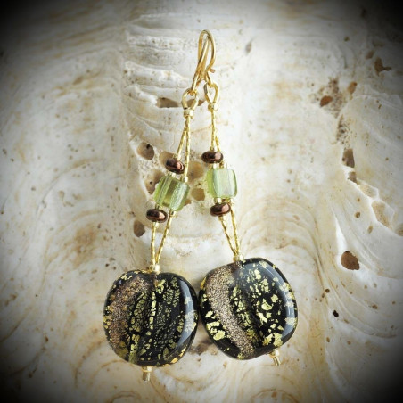Doppio Filo Gemma – Green Murano Glass Earrings