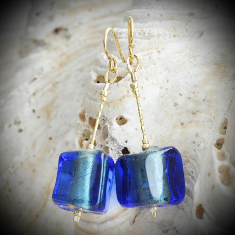 Cubo Sciogliendo Blue – Blue Earrings in Genuine Murano Glass from Venice Cubo Sciogliendo Blue – Blue Earrings in Genuine Murano Glass from Venice