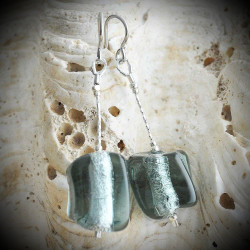 Cubo Sciogliendo Grey – Grey Earrings in Genuine Murano Glass from Venice