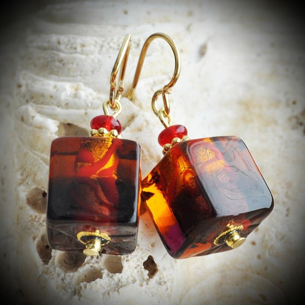 Red store amber earrings