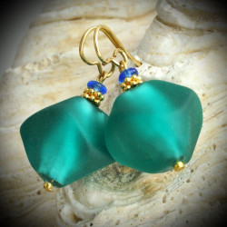 Green Satin Rock - Earrings in Genuine Murano Glass from Venice