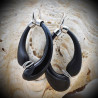 Mio Black and Satin Black – Authentic Murano Blown Glass Hoop Earrings from Venice