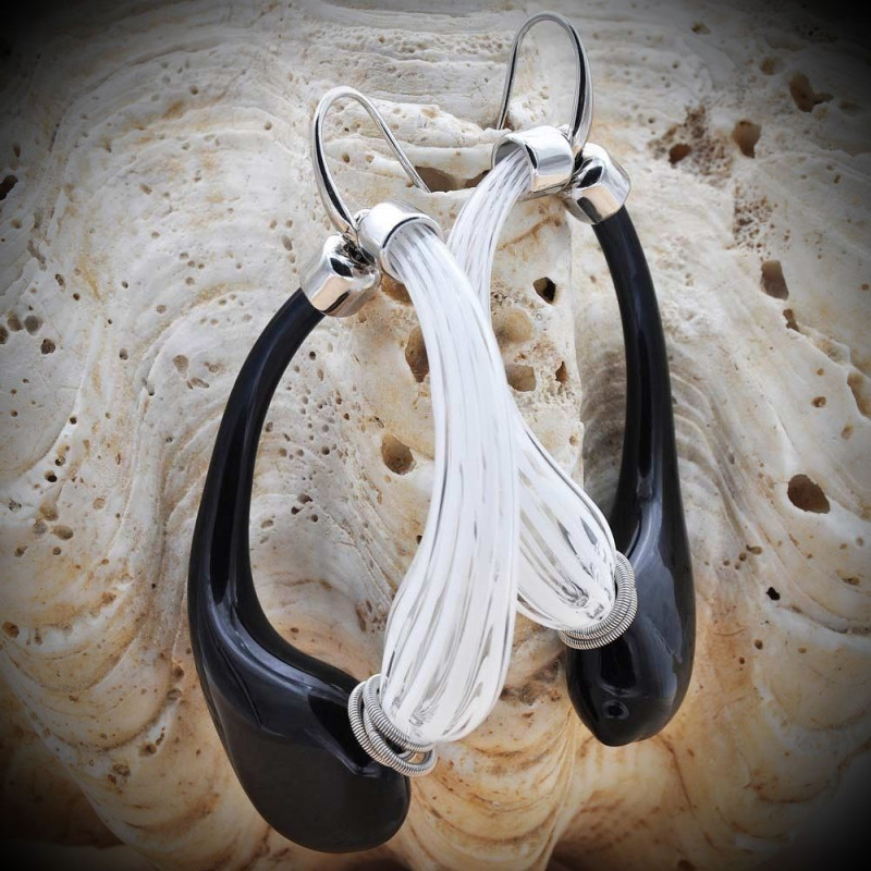 Authentic Hand-Blown Murano Glass Hoop Earrings from Venice Authentic Hand-Blown Murano Glass Hoop Earrings from Venice