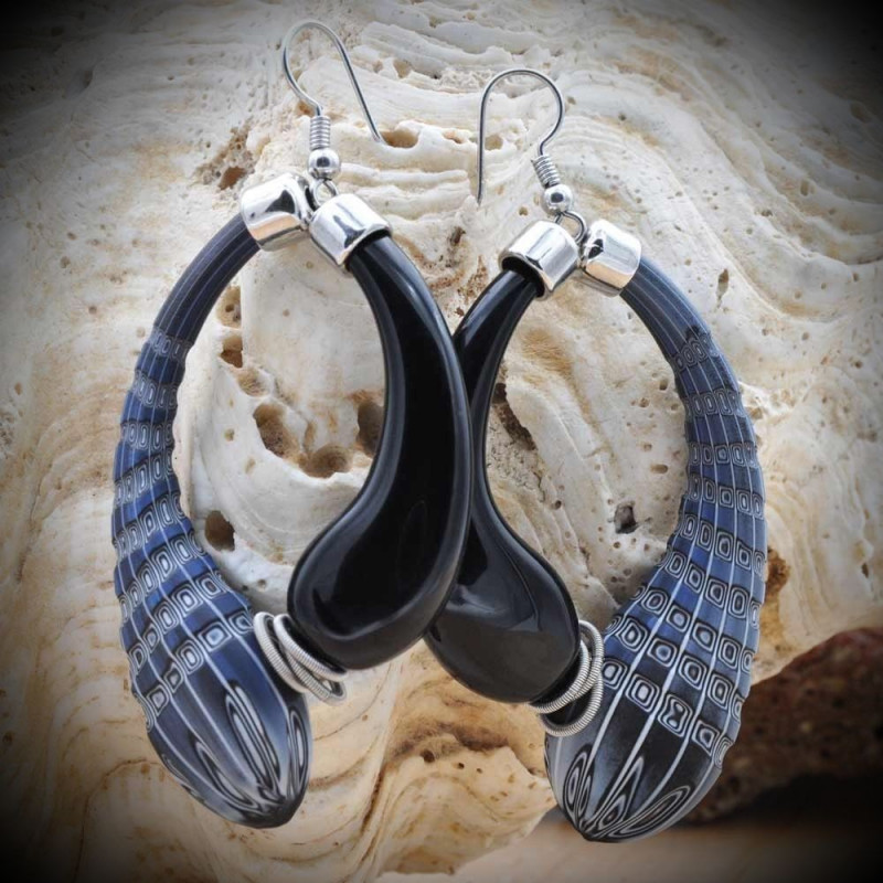 Genuine Millefiori Hoop Earrings in Hand-Blown Murano Glass from Venice Genuine Millefiori Hoop Earrings in Hand-Blown Murano Glass from Venice