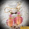 Di jo-jo rosa - oro rosa orecchini gioielli in autentico vetro di murano di venezia