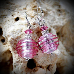 Pink Murano Glass Earrings from Venice