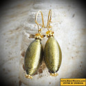 Oliver khaki - earrings murano glass golden grey