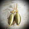 Oliver khaki - earrings murano glass golden grey