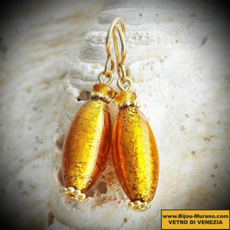 Oliver khaki - earrings murano glass golden grey